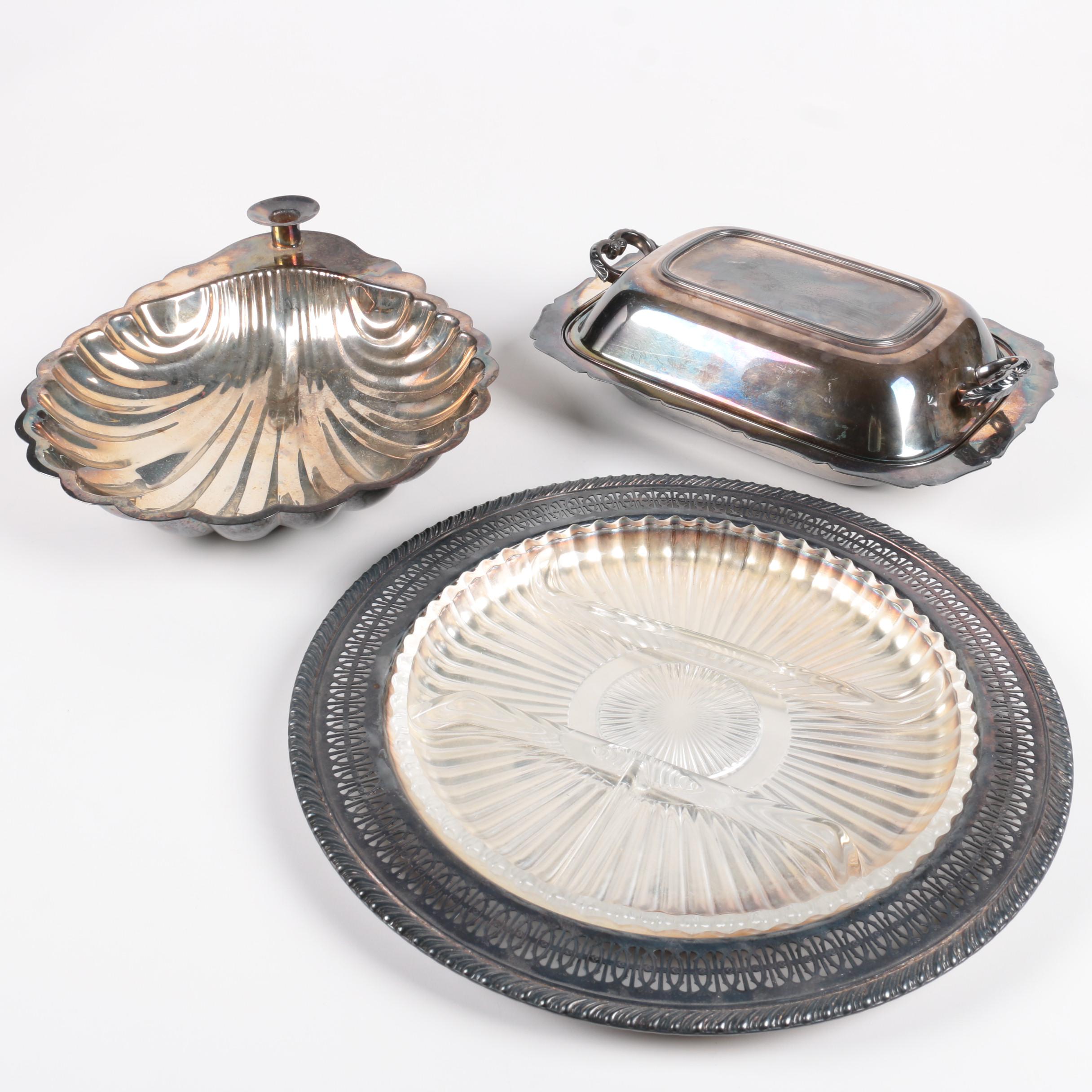 Wm. A. Rogers Openwork Rim Silver Plate Tray and Other Serveware