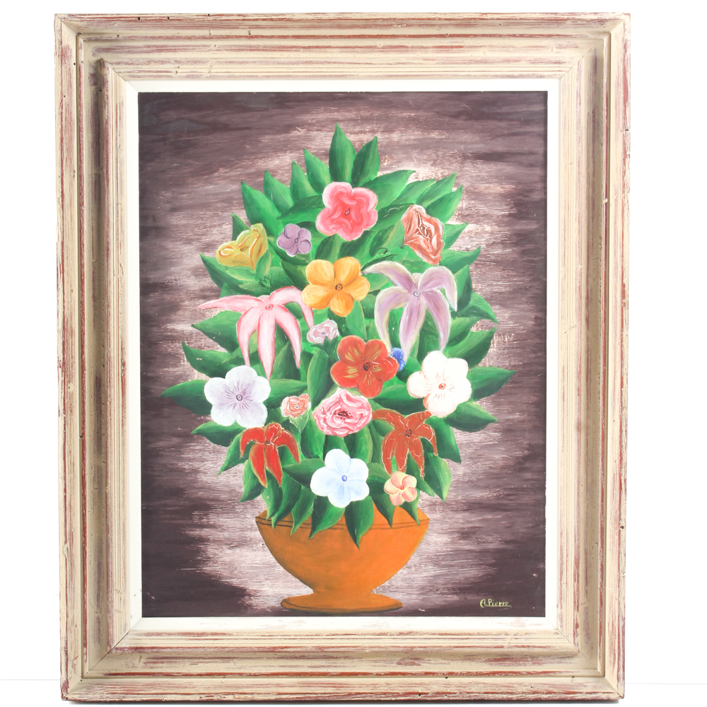 André Pierre Haitian Primitive Oil Painting on Board