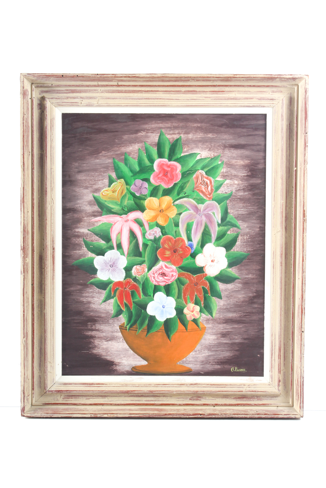 André Pierre Haitian Primitive Oil Painting on Board