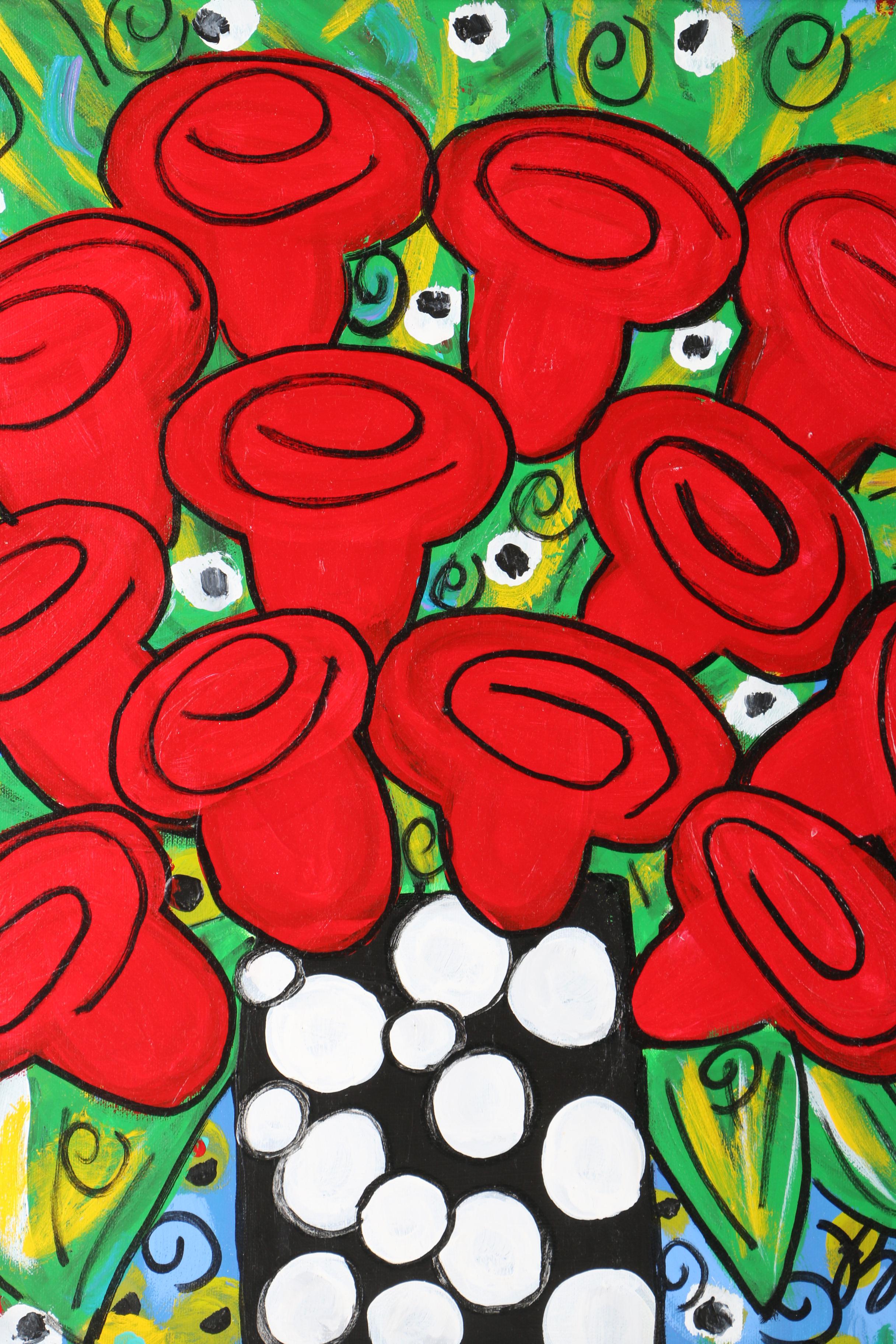 Jules Burt Acrylic Paintings on Canvas "Fun Flowers"