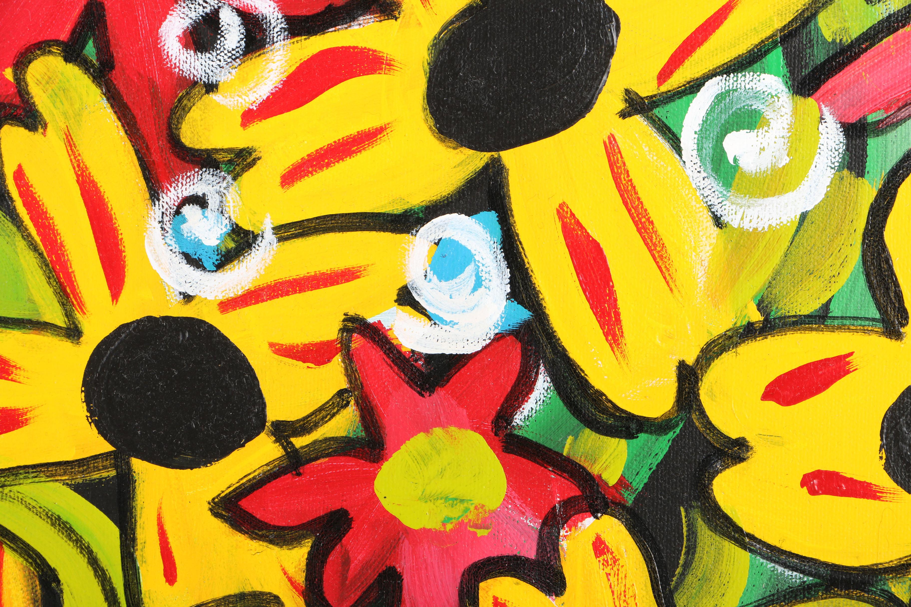 Jules Burt Acrylic Paintings on Canvas "Fun Flowers"