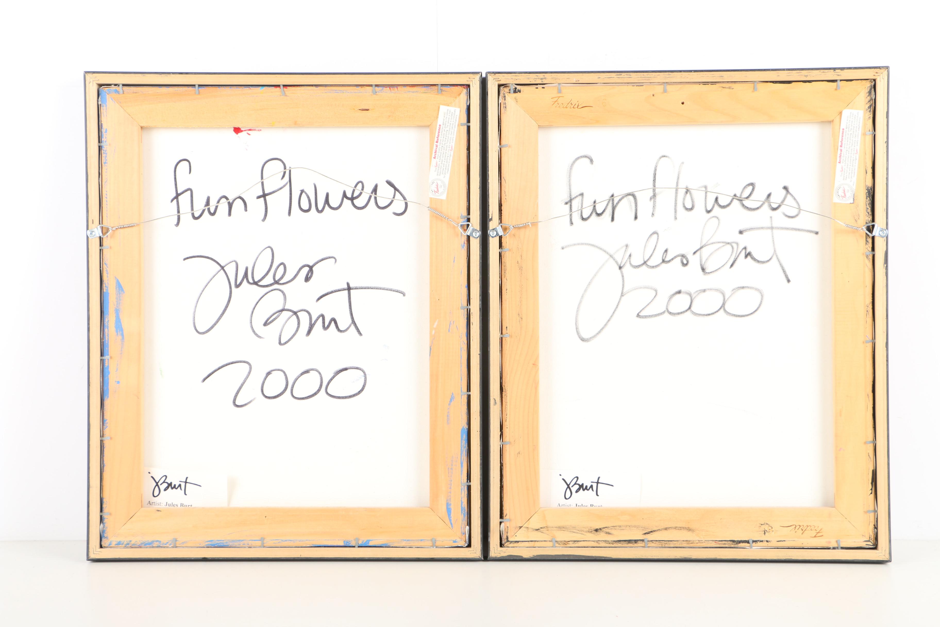 Jules Burt Acrylic Paintings on Canvas "Fun Flowers"