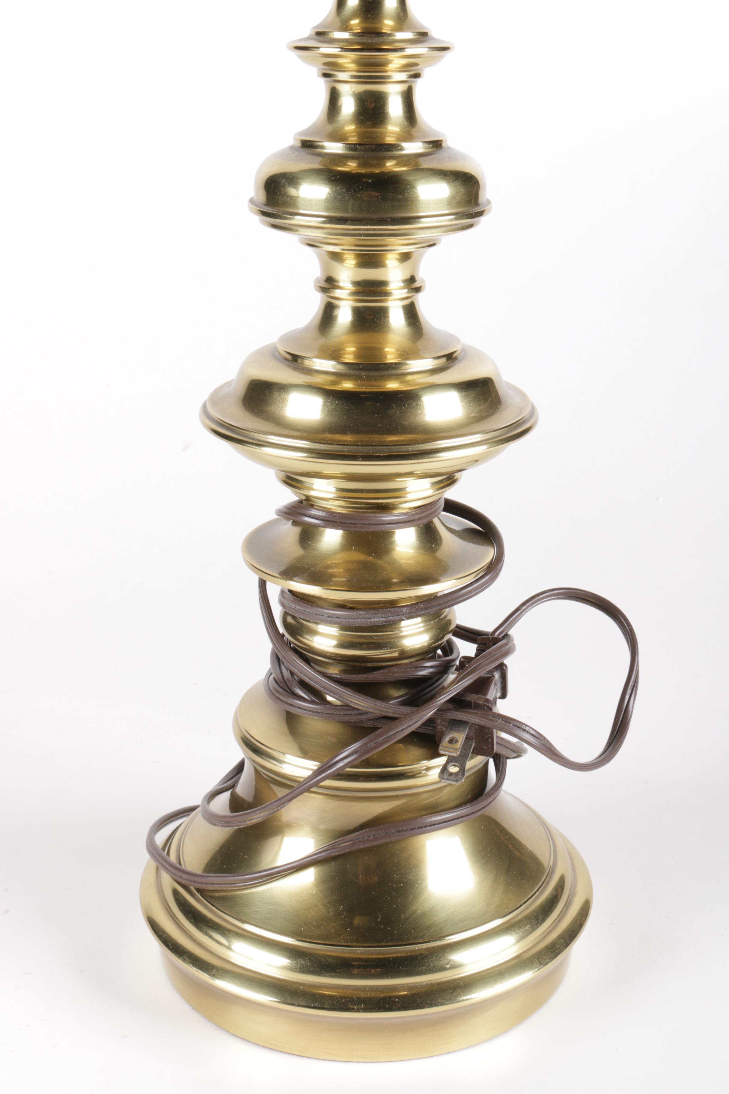 Contemporary Brass Lamp with Pleated Shade