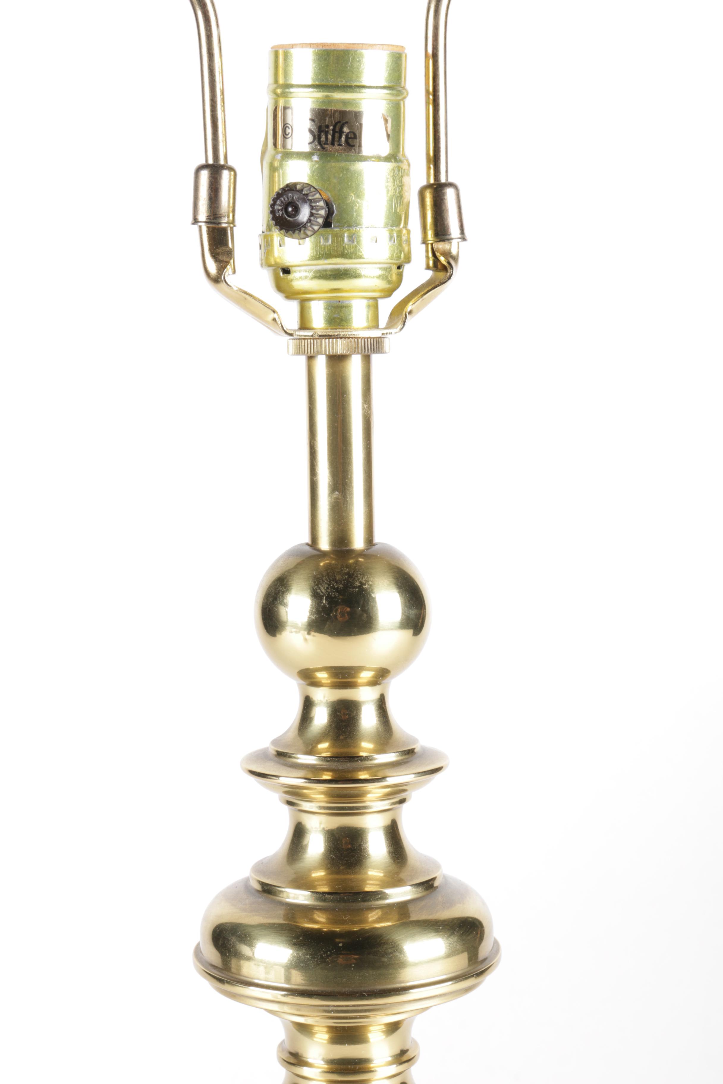 Contemporary Brass Lamp with Pleated Shade