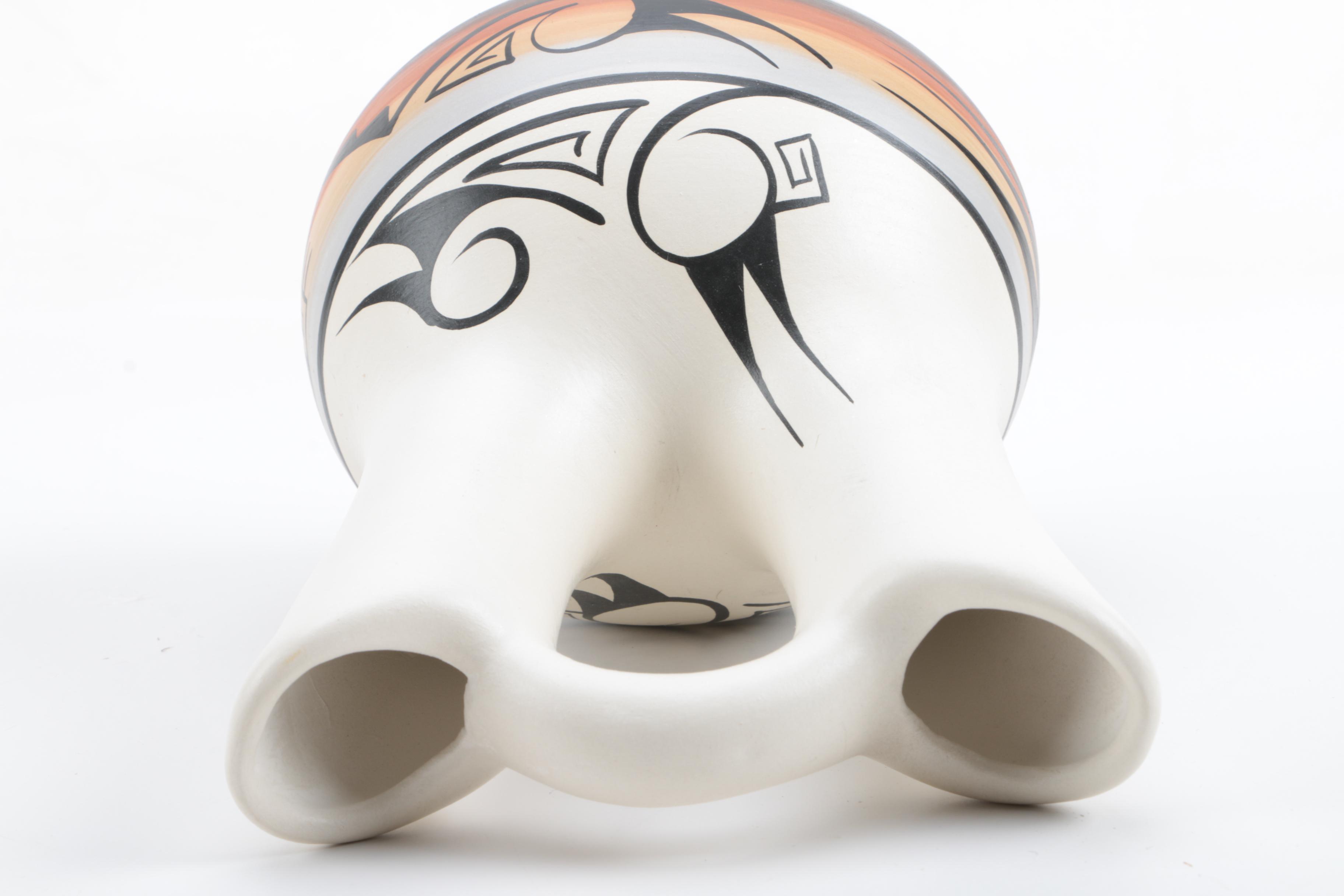 Signed Navajo Pottery Wedding Vase