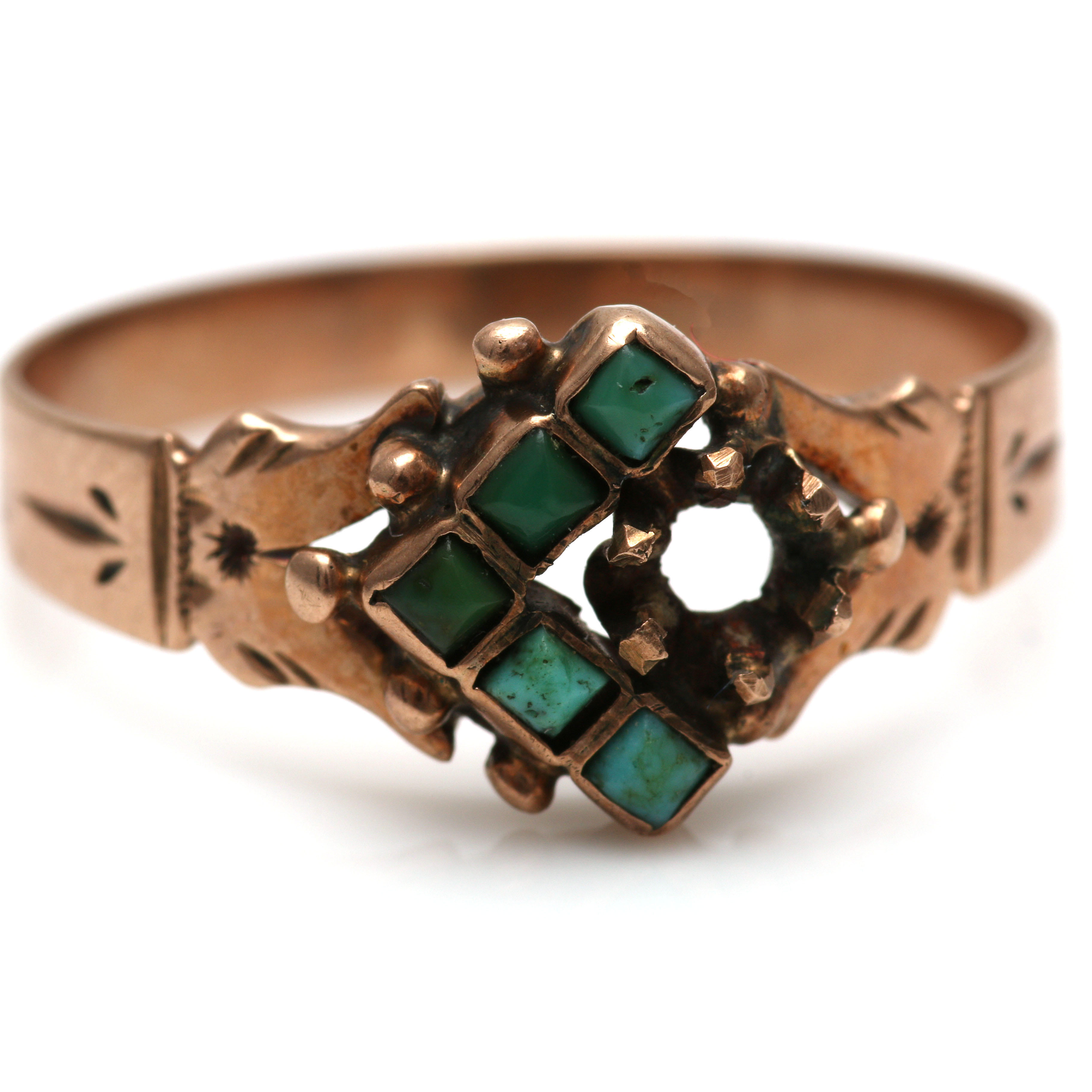 Three Victorian 10K Yellow Gold Mixed Gemstone Rings