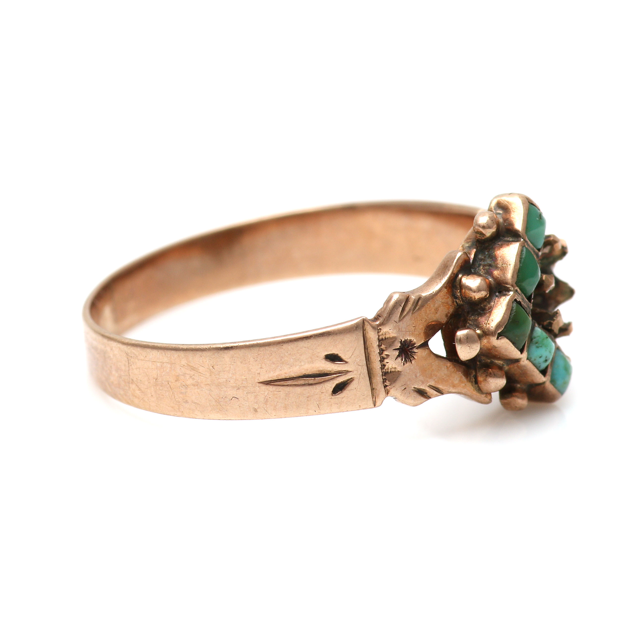 Three Victorian 10K Yellow Gold Mixed Gemstone Rings