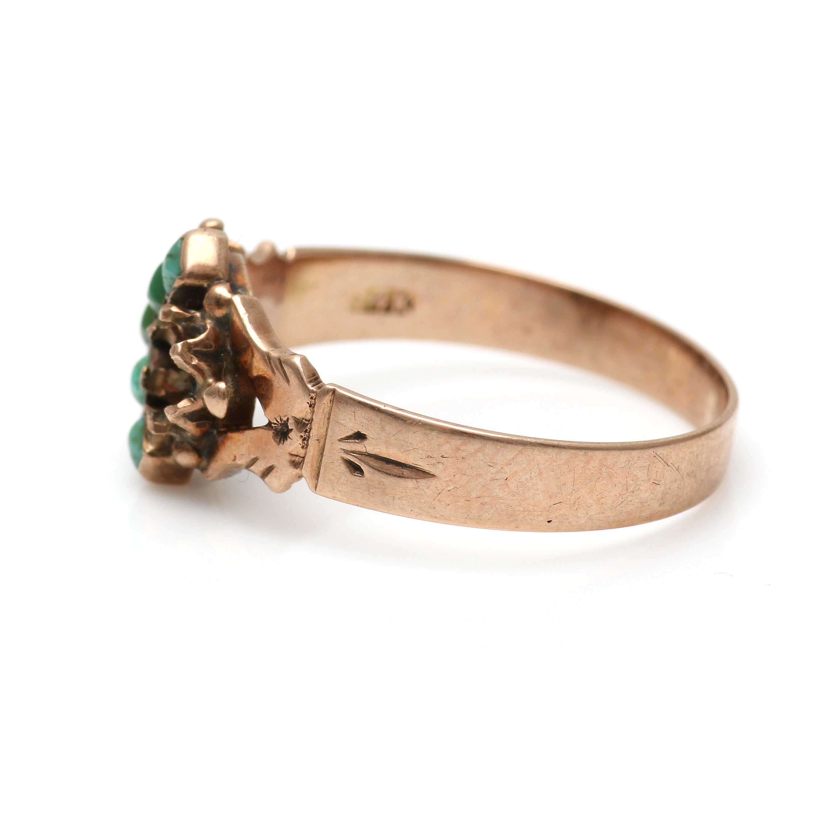 Three Victorian 10K Yellow Gold Mixed Gemstone Rings