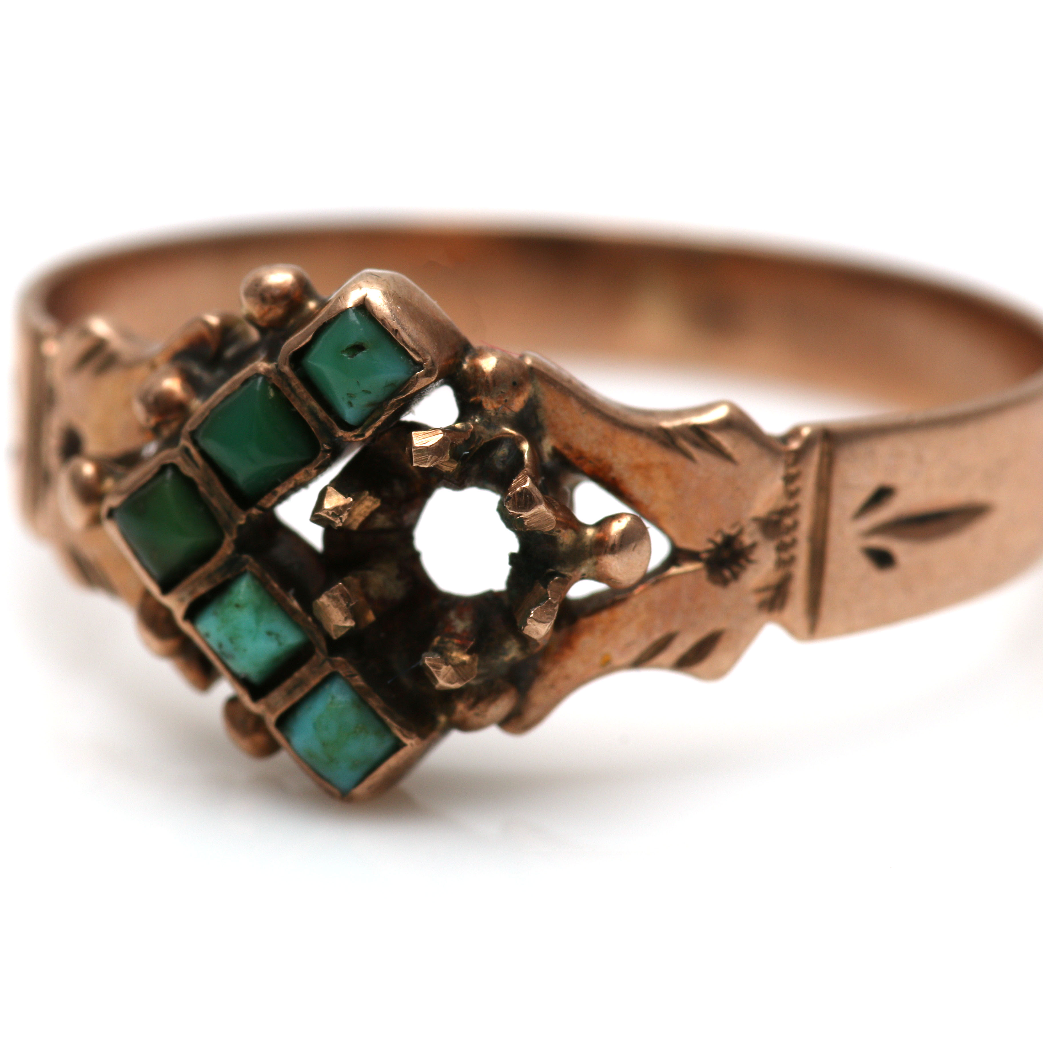 Three Victorian 10K Yellow Gold Mixed Gemstone Rings