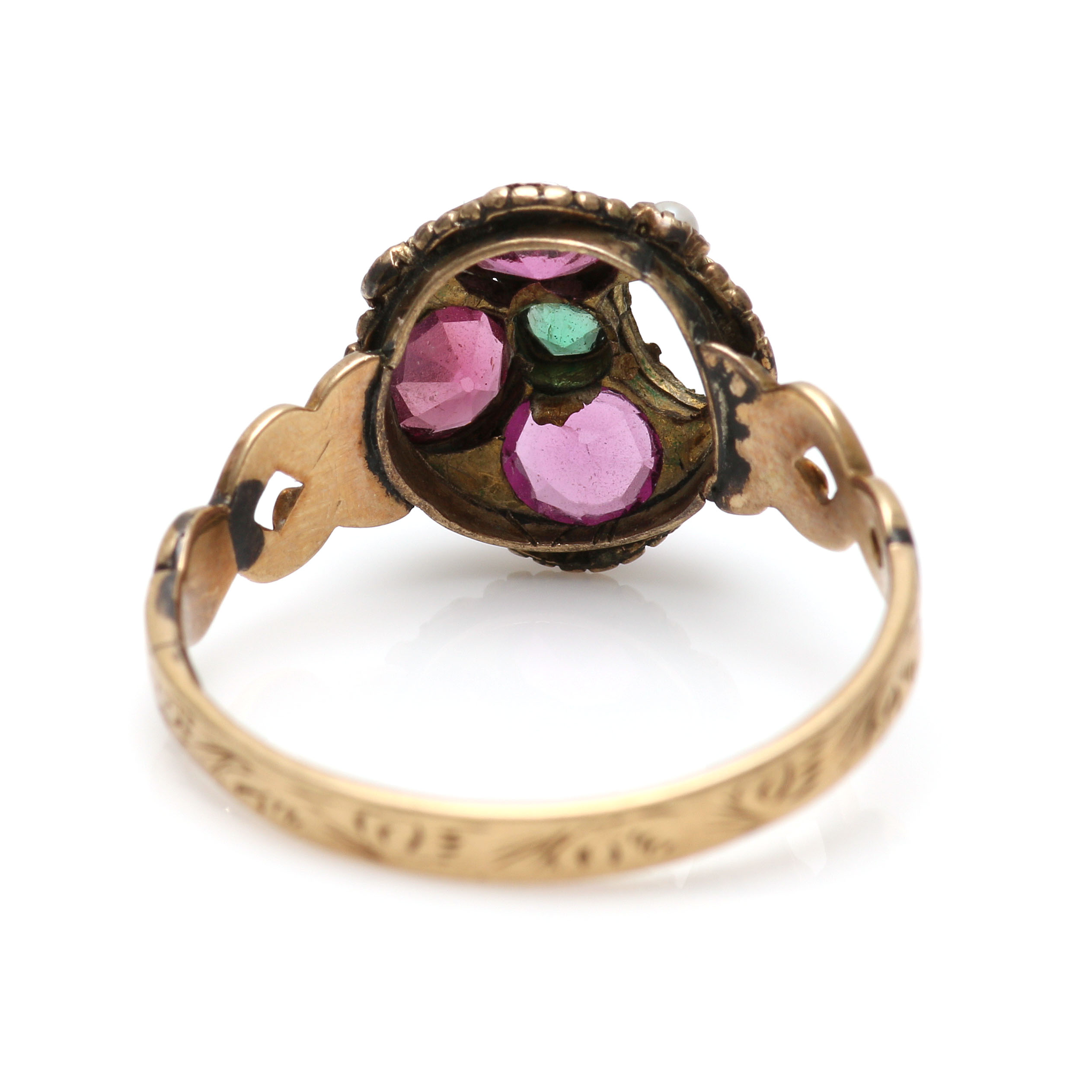 Three Victorian 10K Yellow Gold Mixed Gemstone Rings