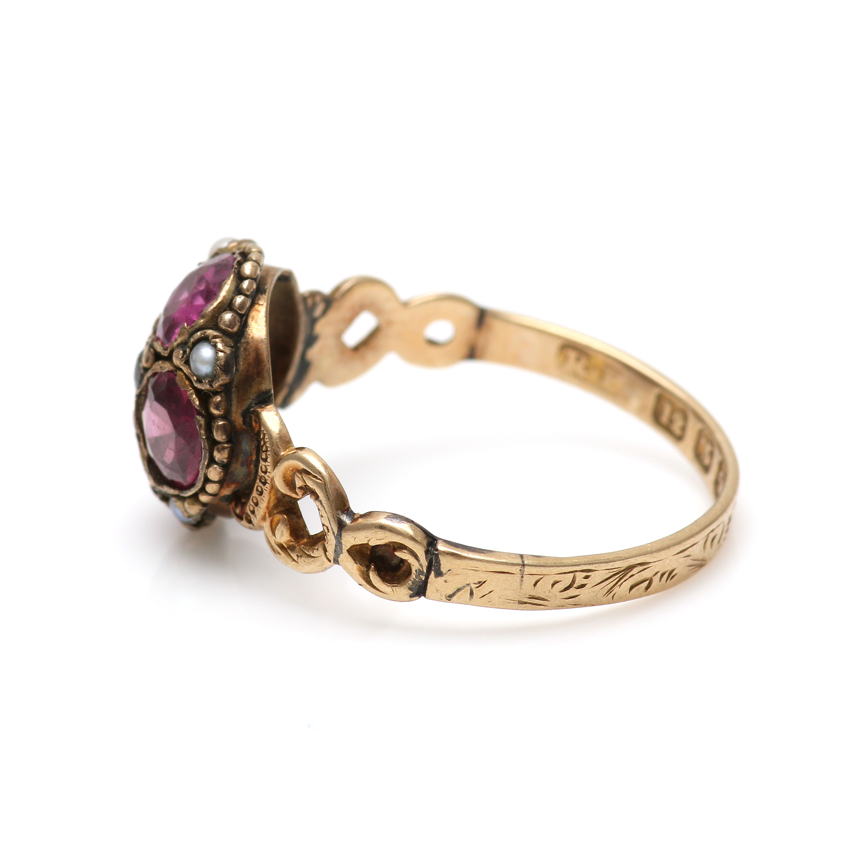 Three Victorian 10K Yellow Gold Mixed Gemstone Rings