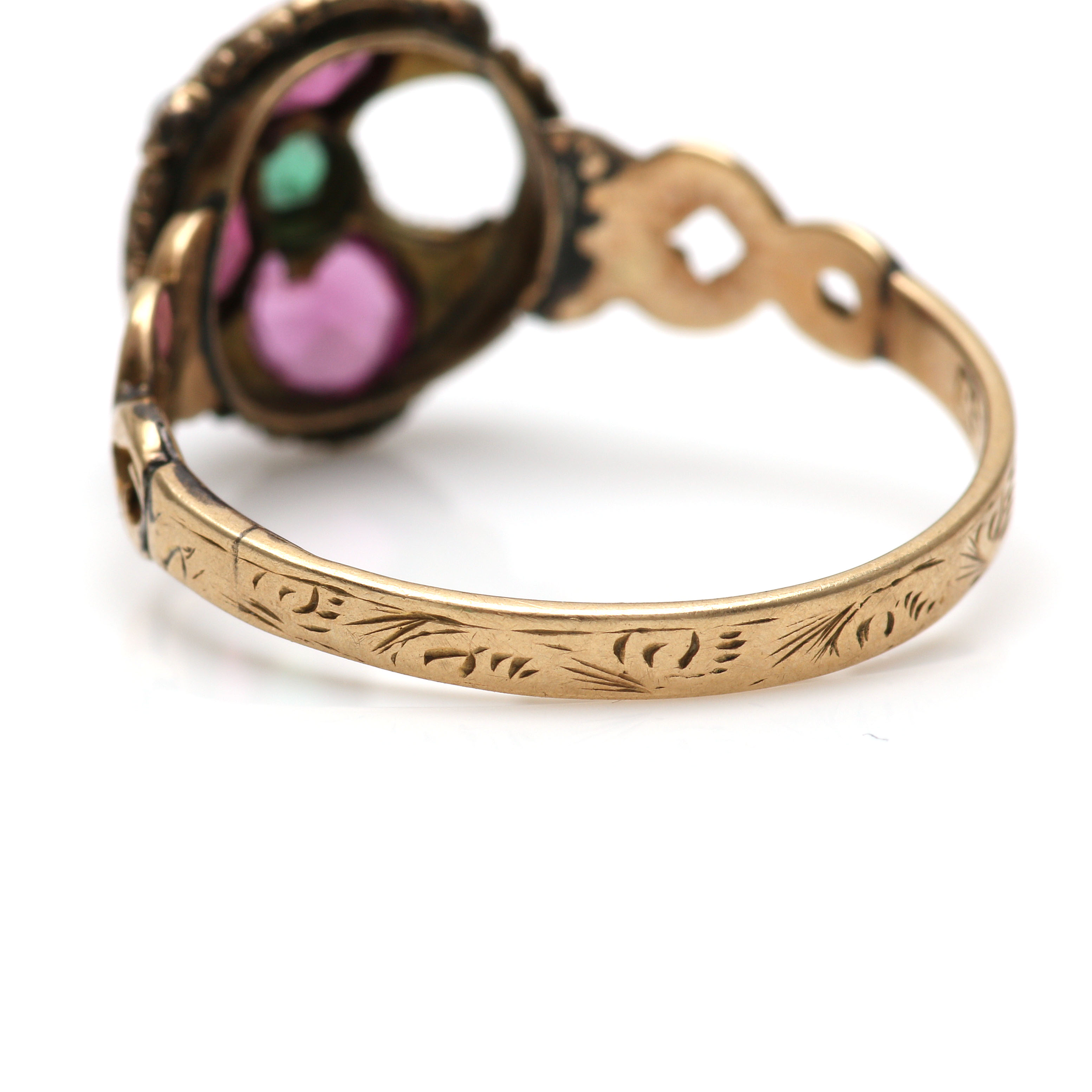 Three Victorian 10K Yellow Gold Mixed Gemstone Rings