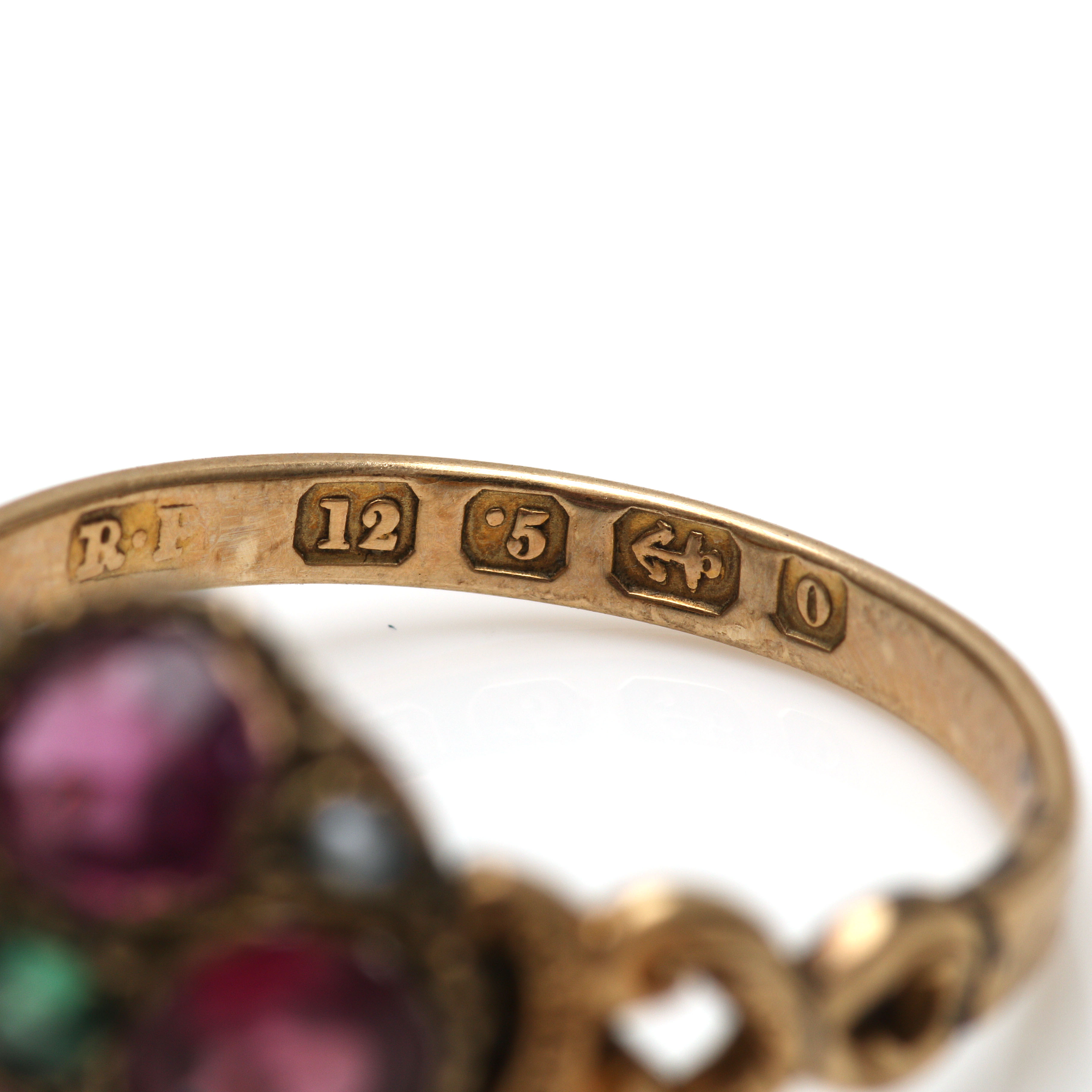 Three Victorian 10K Yellow Gold Mixed Gemstone Rings