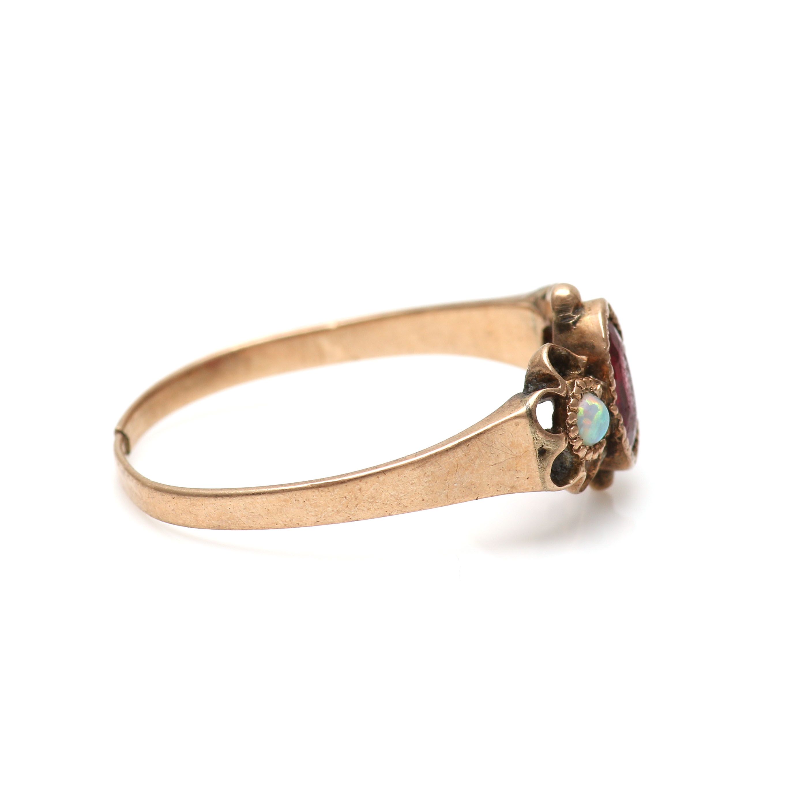 Three Victorian 10K Yellow Gold Mixed Gemstone Rings