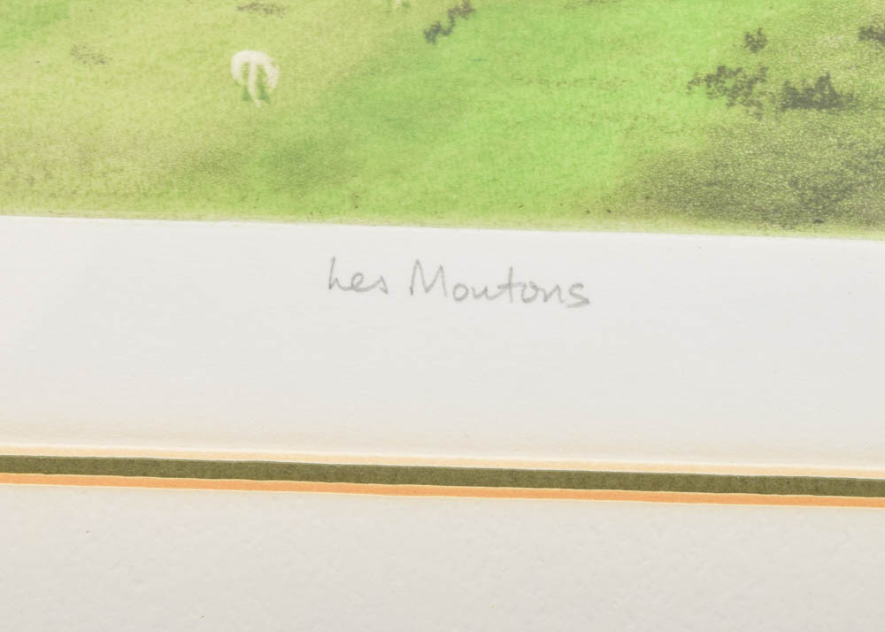 Emily Wentworth Hand Colored Etching "Les Moutons"