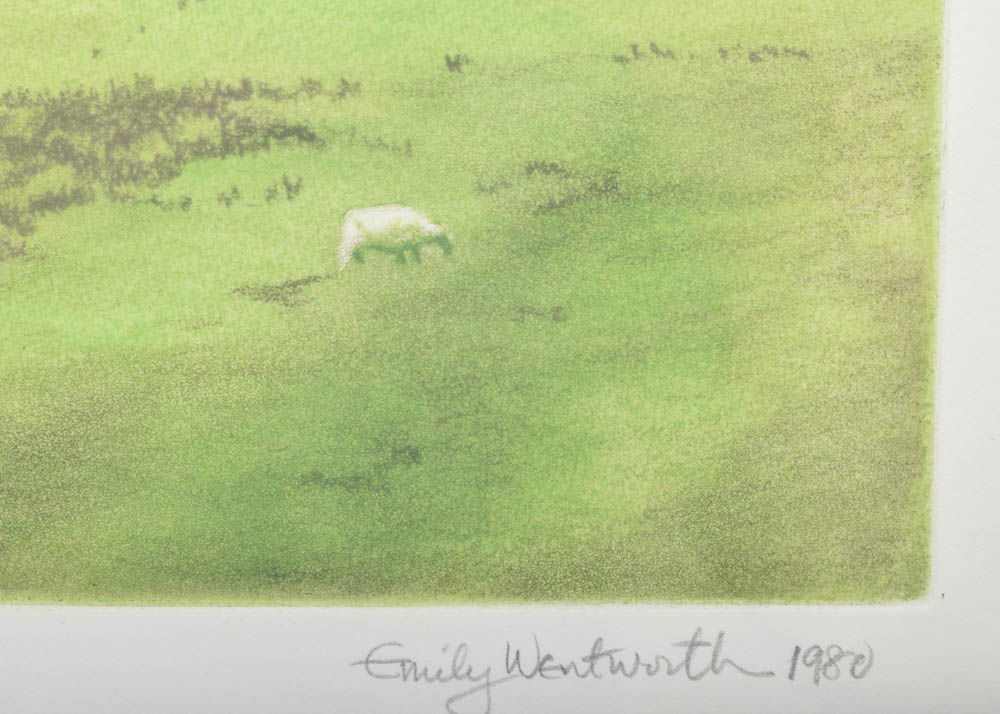 Emily Wentworth Hand Colored Etching "Les Moutons"