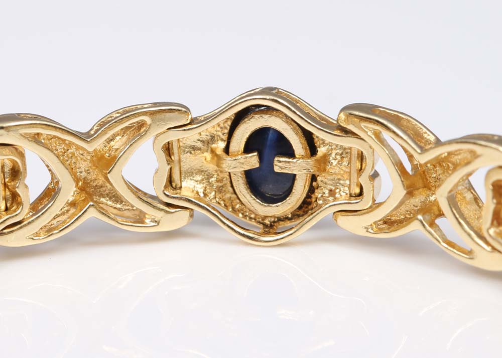 14K Yellow Gold Emerald, Ruby, and Sapphire Bracelet