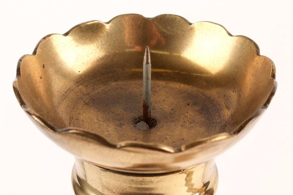 Vintage Engraved Brass Pillar Candle Holders