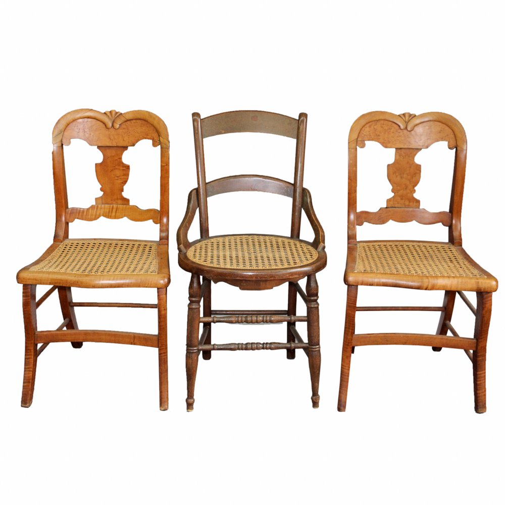 Assortment of Caned Seat Side Chairs