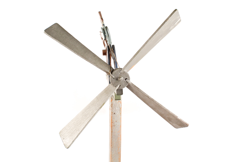 Handmade Kentucky Folk Art Whirligig with Man Sawing Log