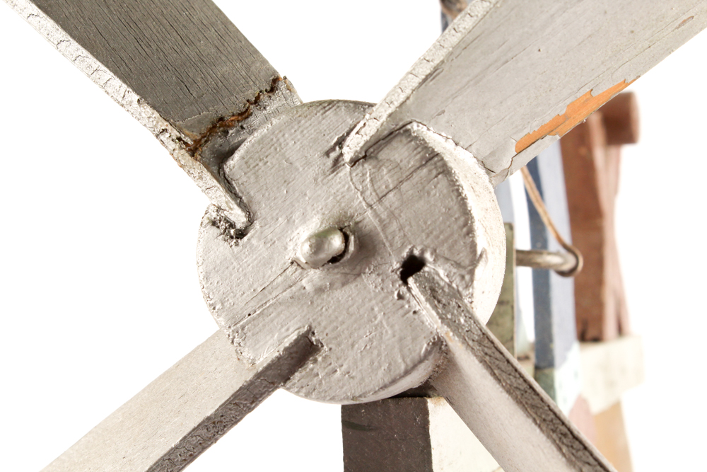 Handmade Kentucky Folk Art Whirligig with Man Sawing Log