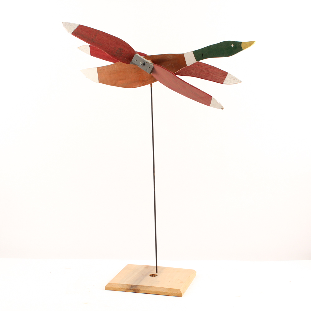 Handmade Kentucky Folk Art Whirligig with Mallard Duck