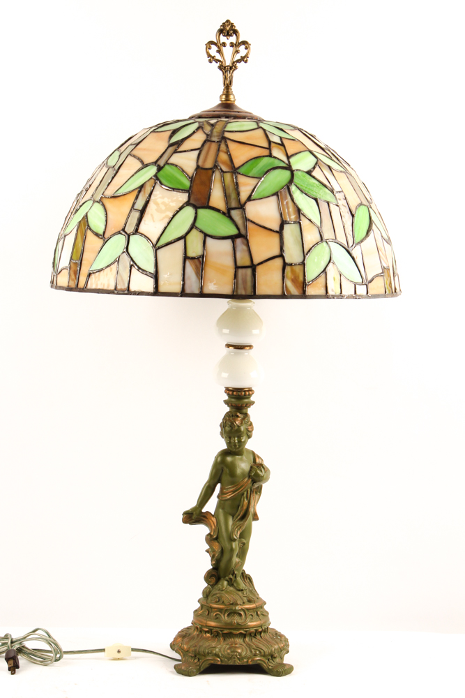 Cherub Tiffany Style Table Lamp