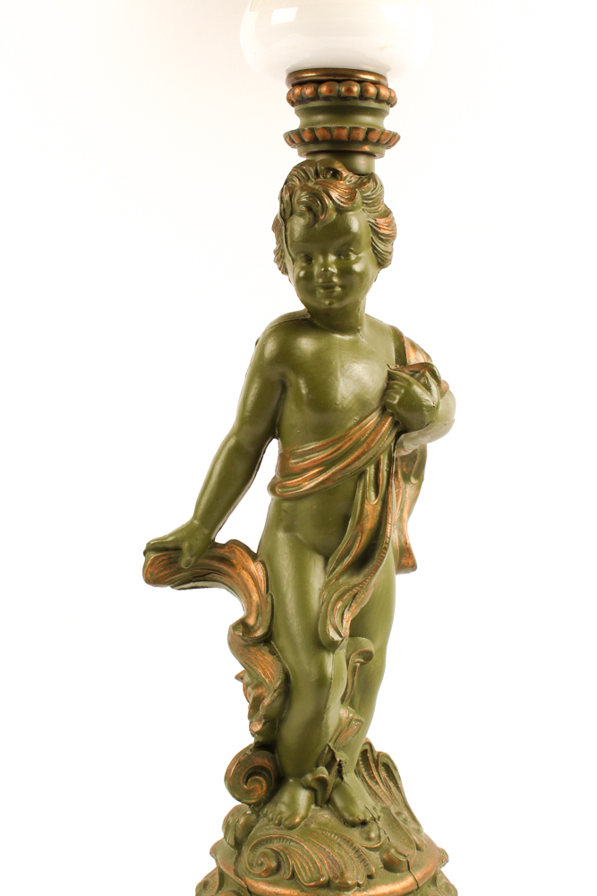 Cherub Tiffany Style Table Lamp