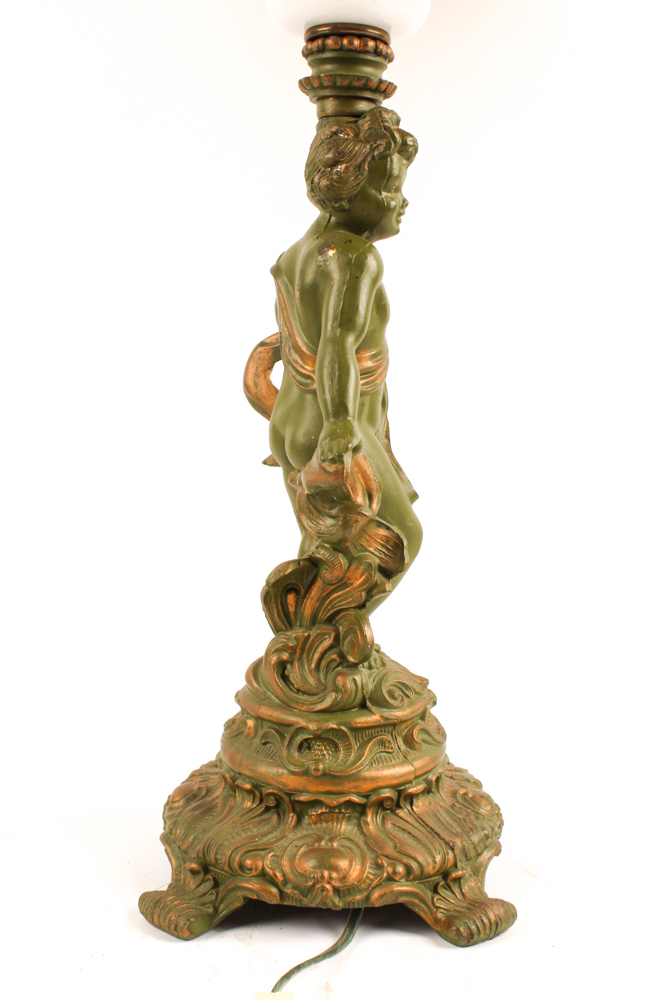 Cherub Tiffany Style Table Lamp