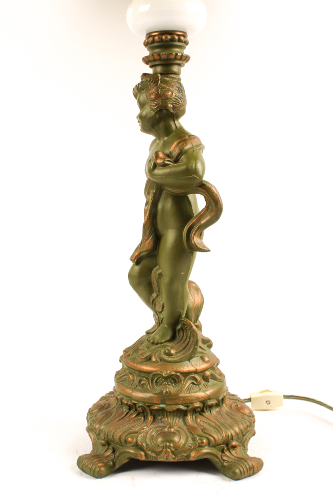 Cherub Tiffany Style Table Lamp