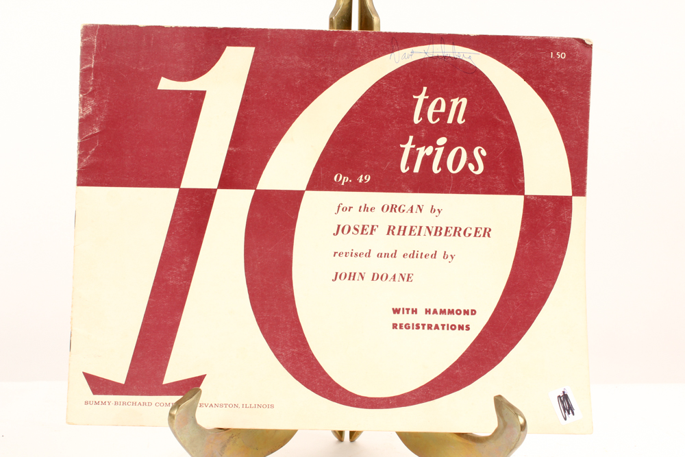 Vintage Cast Iron Harp Motif Music Holder With Instruction and Sheet Music Books