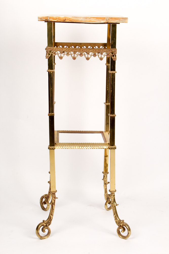 Decorative Brass and Marble Plant Stand