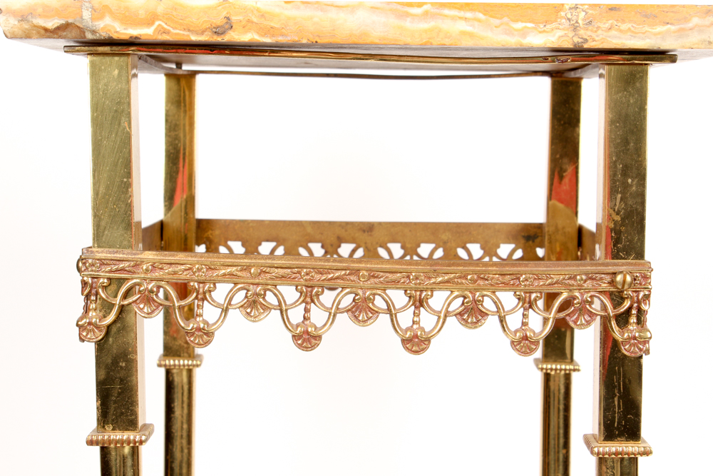 Decorative Brass and Marble Plant Stand