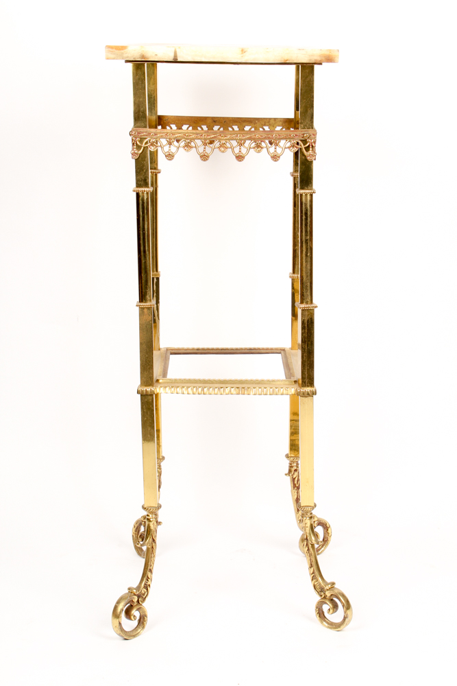 Decorative Brass and Marble Plant Stand