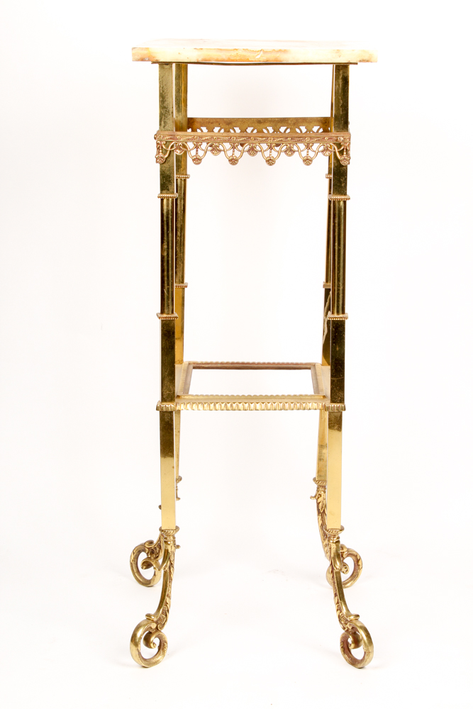 Decorative Brass and Marble Plant Stand