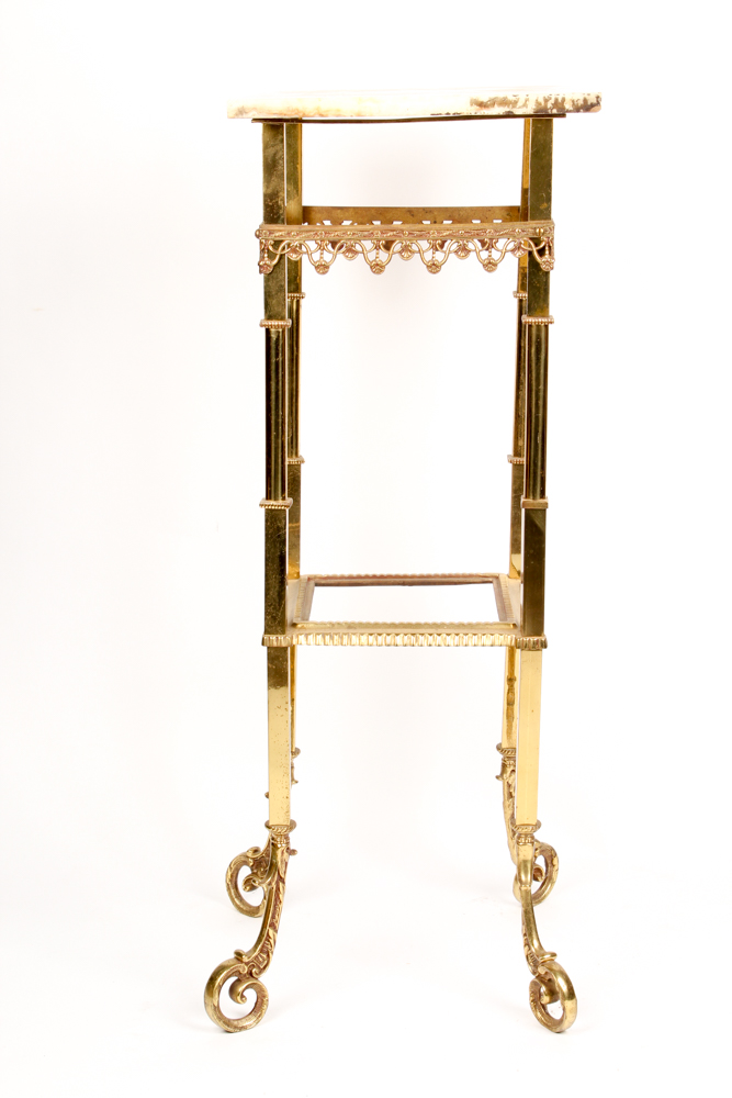 Decorative Brass and Marble Plant Stand