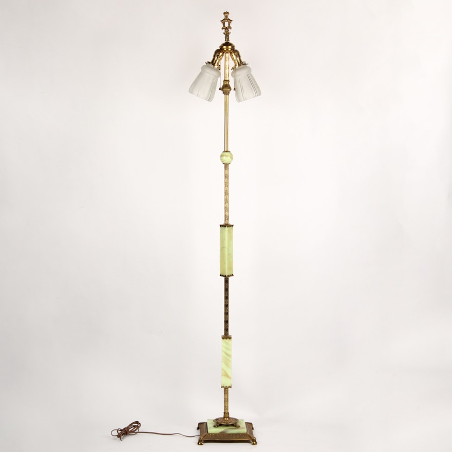 Antique Floor Lamp with Glass Shades