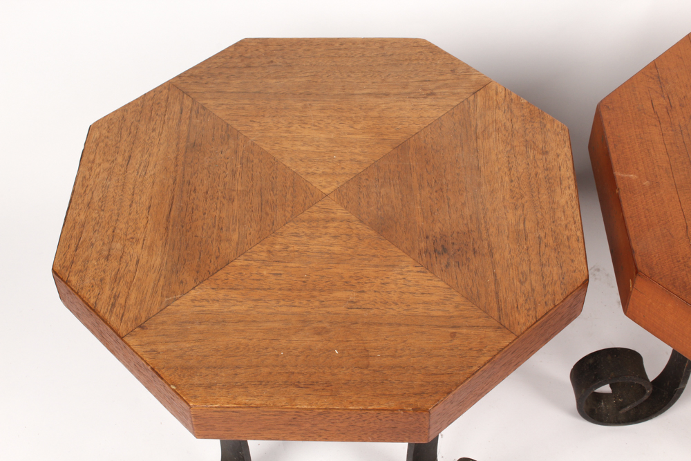 Handmade Wood and Wrought Iron Replica Milk Stools