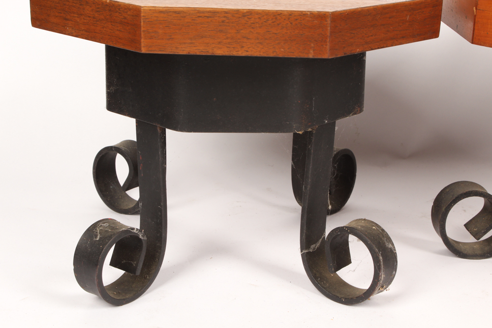 Handmade Wood and Wrought Iron Replica Milk Stools