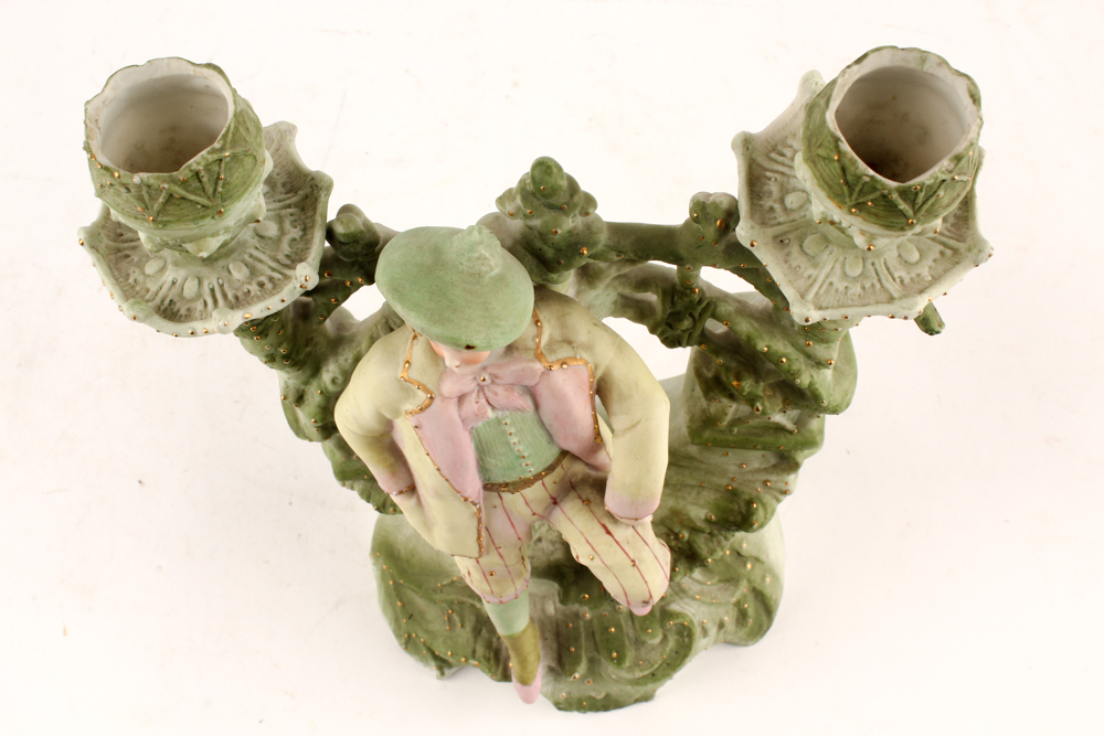 Bisque Figural Candelabra and Capodimonte Floral Decor
