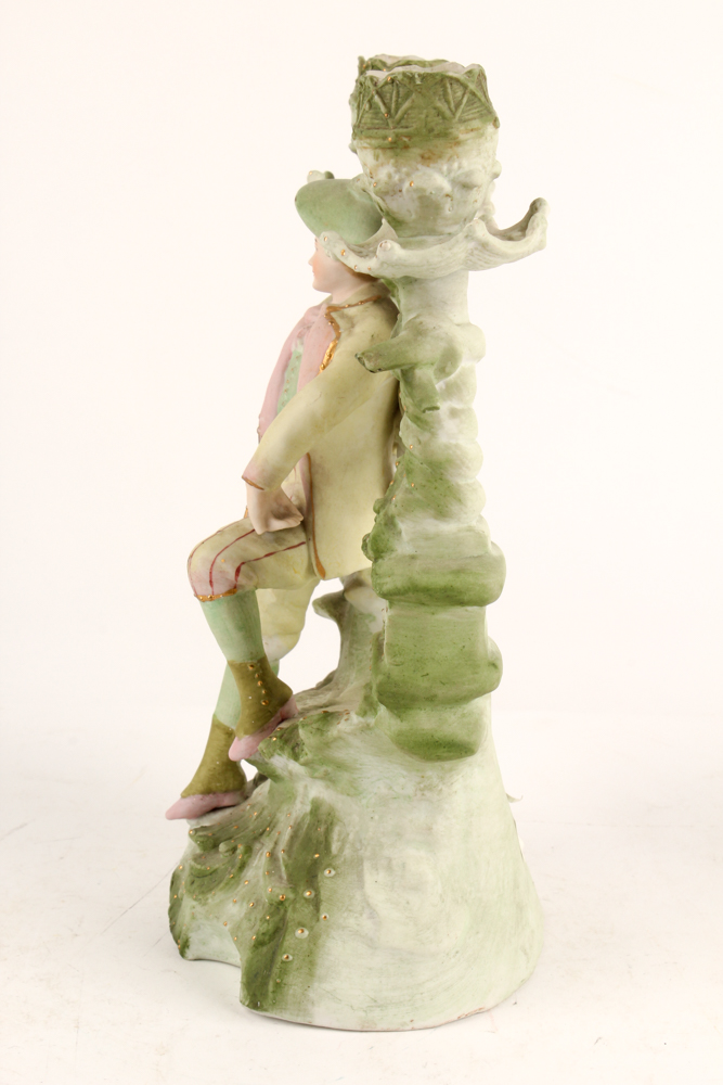 Bisque Figural Candelabra and Capodimonte Floral Decor