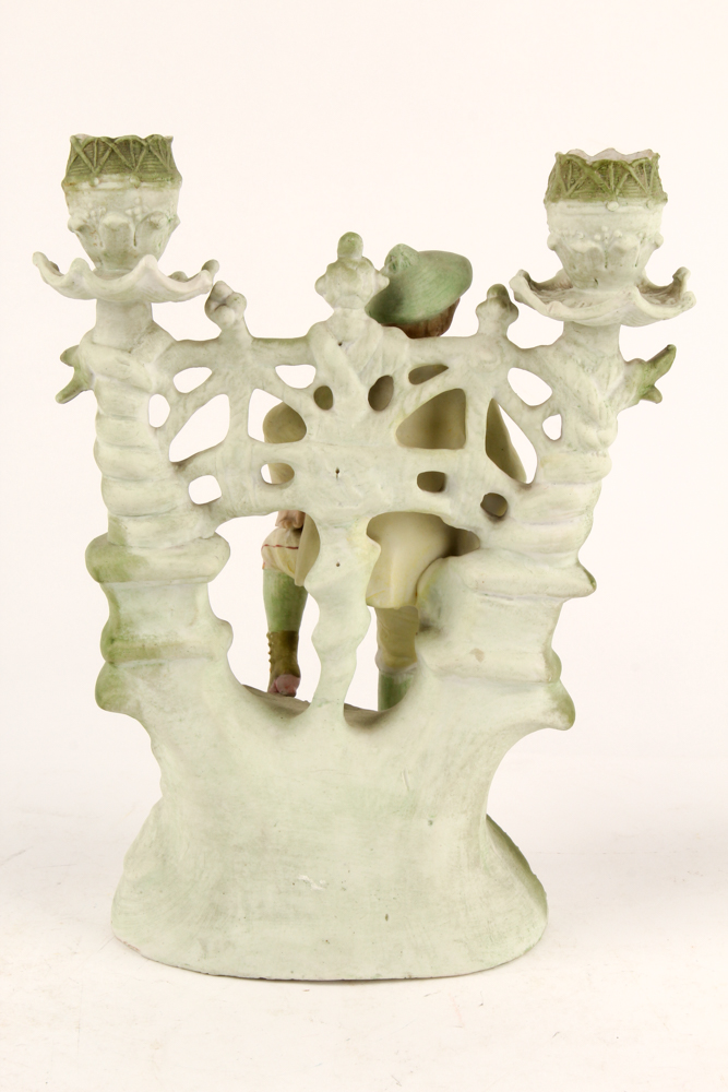 Bisque Figural Candelabra and Capodimonte Floral Decor