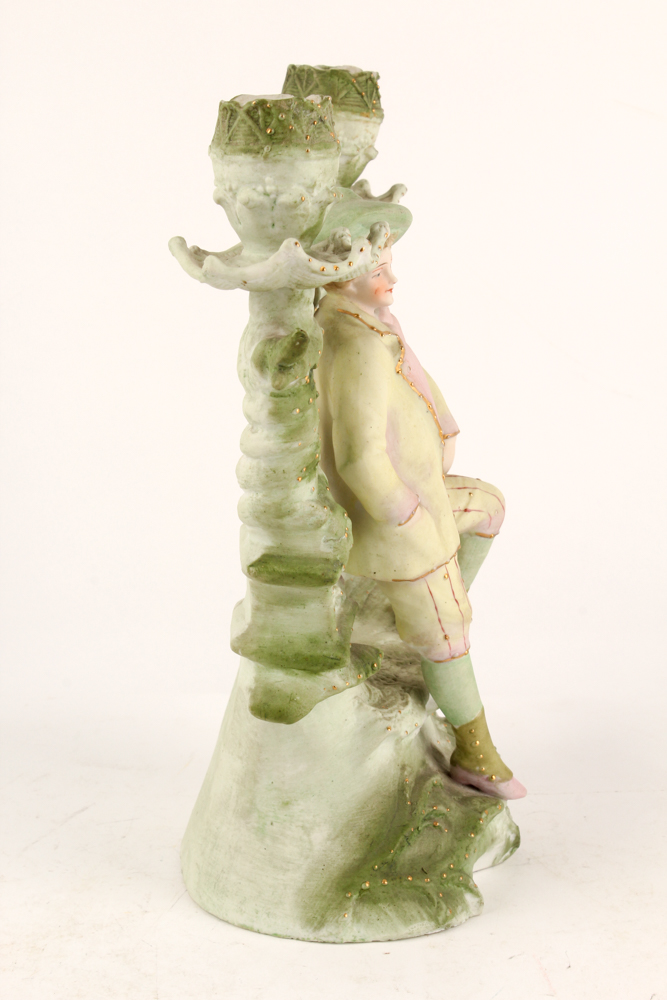 Bisque Figural Candelabra and Capodimonte Floral Decor