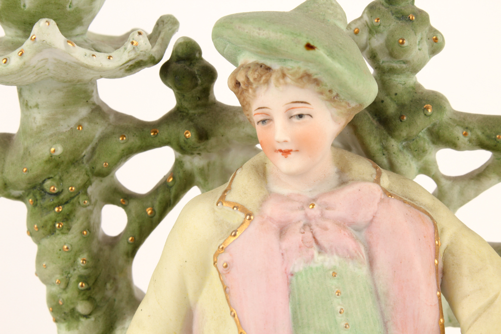 Bisque Figural Candelabra and Capodimonte Floral Decor