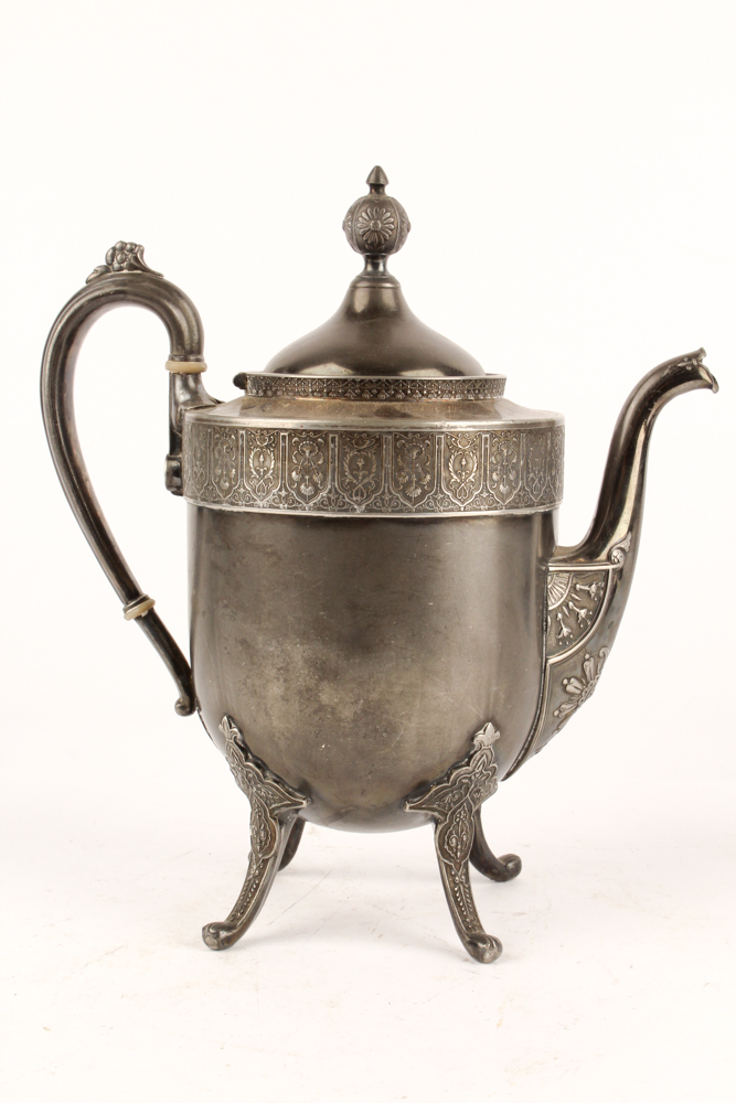 Antique Reed & Barton Silver Plate Coffee Pot with Pairpoint Creamer and Sugar