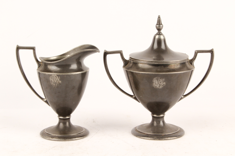 Antique Reed & Barton Silver Plate Coffee Pot with Pairpoint Creamer and Sugar