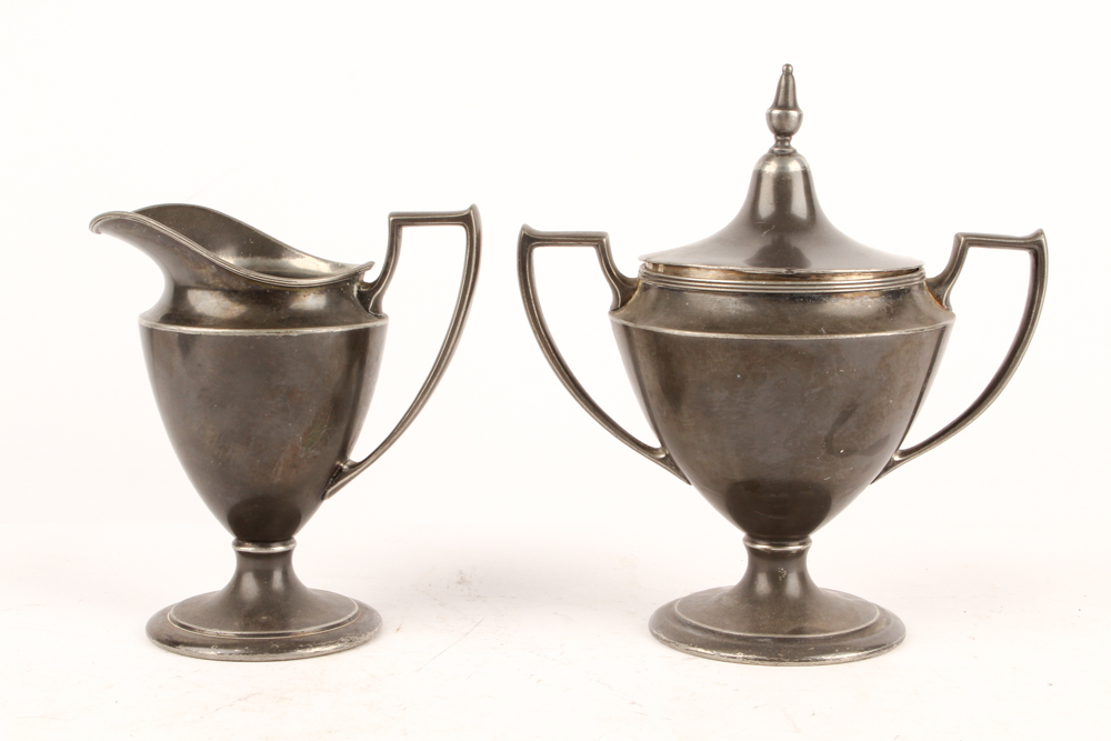 Antique Reed & Barton Silver Plate Coffee Pot with Pairpoint Creamer and Sugar