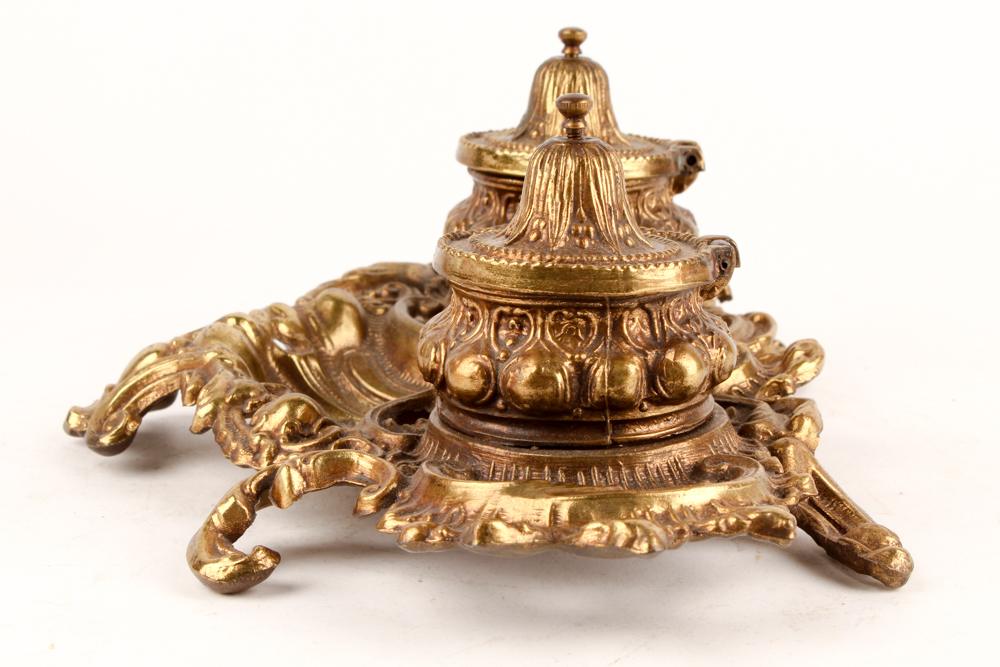 Antique Gilded Inkwell Set