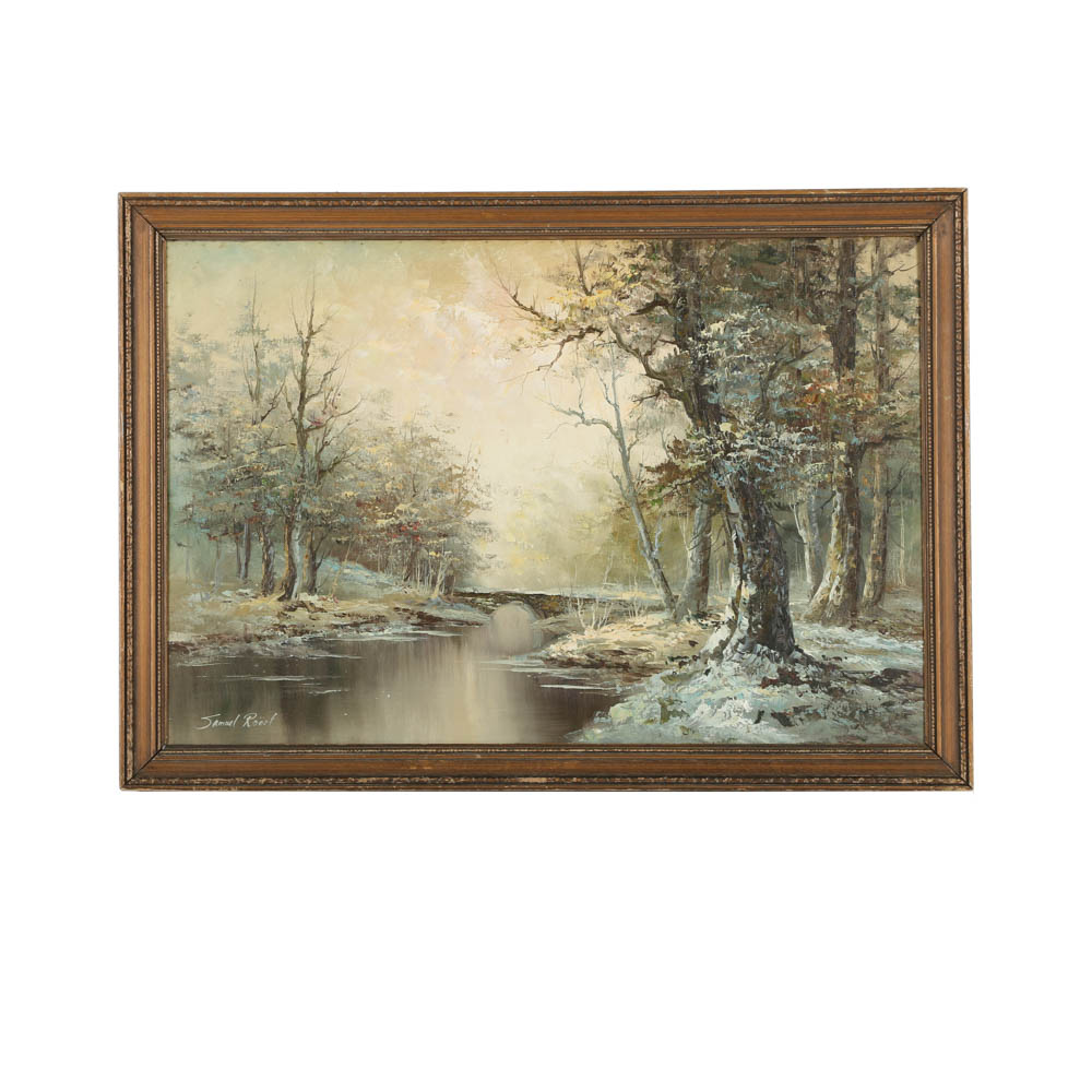 Samuel Roöst Oil Painting on Canvas of a Winter Landscape
