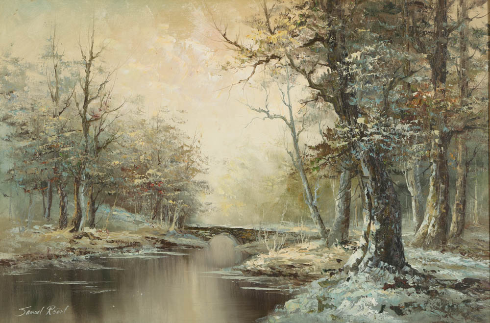 Samuel Roöst Oil Painting on Canvas of a Winter Landscape